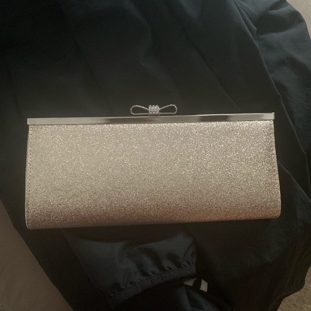 Gold Glitter Clutch with Rhinestone detailing